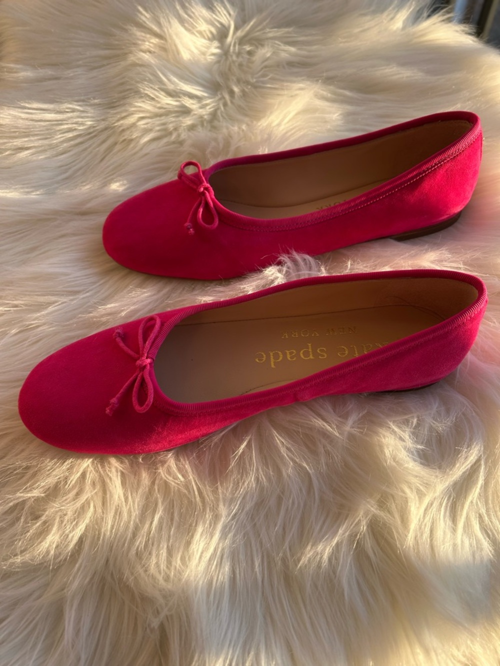 kate spade Hot Pink Suede Ballet Flats with Bow - Picture 5 of 8